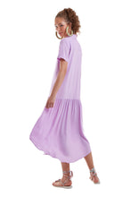 Cargar imagen en el visor de la galería, Model Back: Blueman Vestido Camidero Vestido Chemise Liso Roxo
