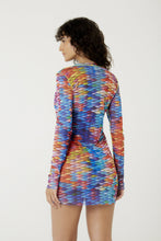 Cargar imagen en el visor de la galería, Model Back: Blueman Mini Dress Vestido Tule Manga Longa Escama
