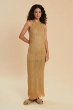 Cargar imagen en el visor de la galería, Model Front: Blueman Midi Dress Gold Tricot Dress
