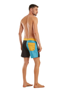 Model Back: Blueman Pantalones Cortos De Surf Bermuda Mini Color Block Azul