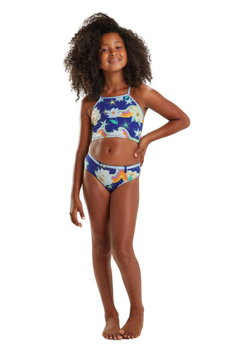 Model Front: Blueman Traje De Baño De Dos Piezas Para Niña Biquini Lais Ceu De Flor