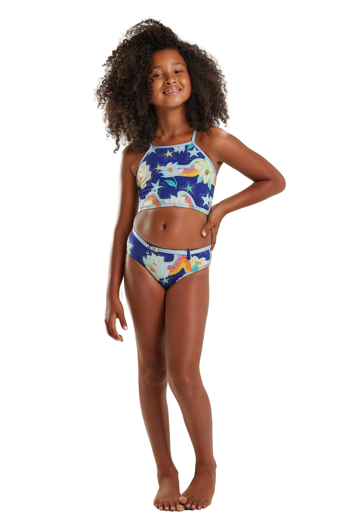 Model Front: Blueman Traje De Baño De Dos Piezas Para Niña Biquini Lais Ceu De Flor