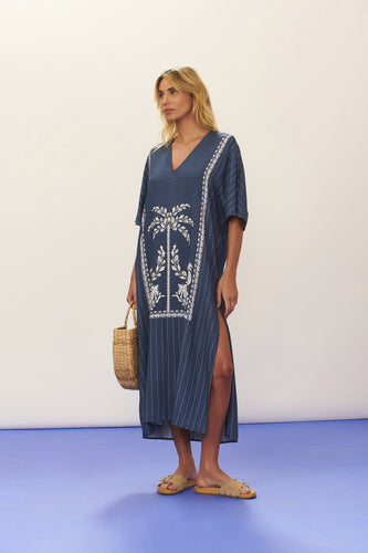 Model Front: Blueman Vestido De Playa Kaftan Dress Seiva-Doce-Azul