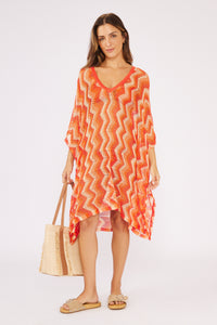 Model Front: Blueman Vestido De Playa Laranja Midi Dress Tricot