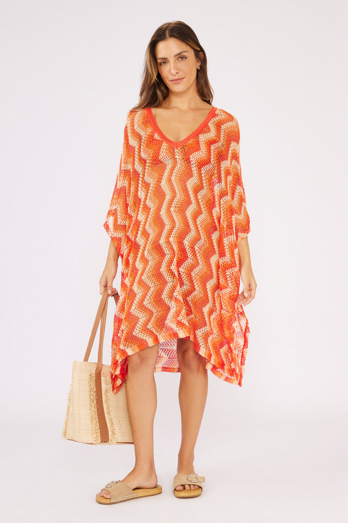 Model Front: Blueman Vestido De Playa Laranja Midi Dress Tricot