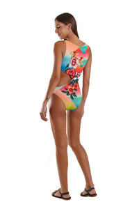Model Back: Blueman Una Pieza Maio Body Flower Power