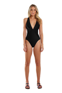 Model Front: Blueman Una Pieza Maio Mambo Double Preto/Vermelho