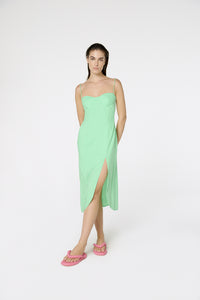 Model Front: Blueman Vestido De Playa Vestido Fenda Liso Color