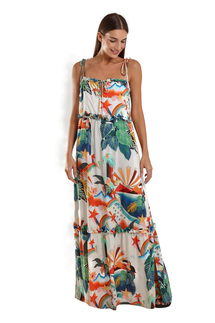 Model Front: Blueman Vestido De Playa Vestido Longo Olivia Tropical Mess