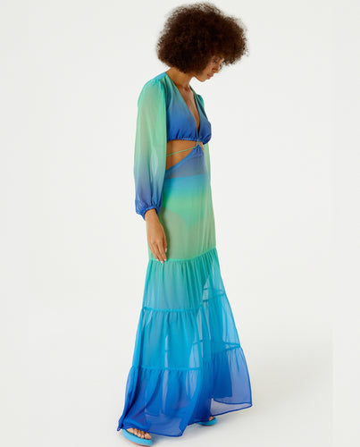 Gallery: Blueman Vestido De Playa Vestido Longo Resort Degrade Sky Barrado